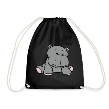Hippo / Hippopotamus / bébé d'hippopotame (3C) - Sac de sport léger - noir - Devant