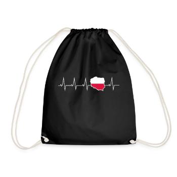 I love Poland - heartbeat - Drawstring Bag - black - Front