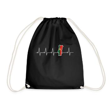 I love Portugal - heartbeat - Drawstring Bag - black - Front