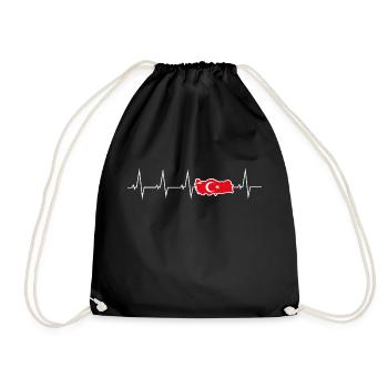 I love Turkey - heartbeat - Drawstring Bag - black - Front