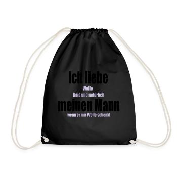 J'aime mon mari laine tricoter crochet à coudre - Sac de sport léger - noir - Devant