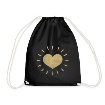 Coeur d'or avec des rayons - Sac de sport léger - noir - Devant