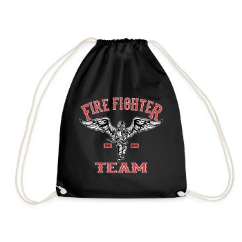 Fire fighter team fireman hero wings - Drawstring Bag - black - Front