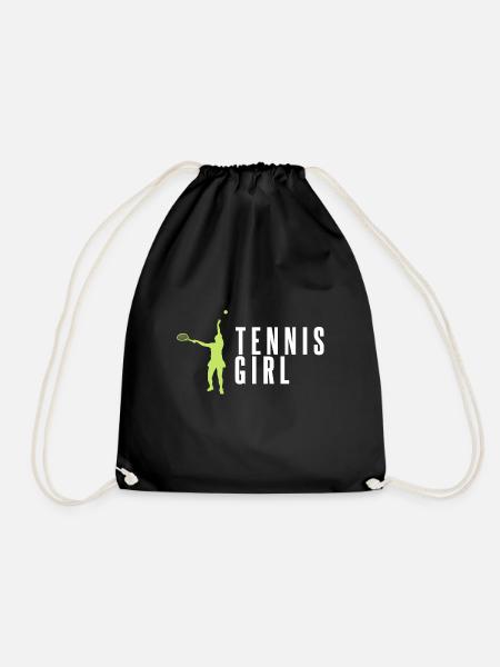 Tennis Girl | Frauen Tennis Geschenkidee - Turnbeutel - Schwarz