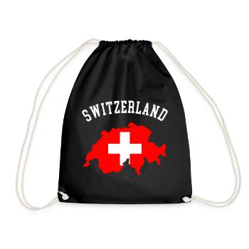 Schweizer Flaggenkarte - Turnbeutel - Schwarz - Vorne