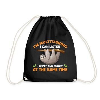 Sloth Funny Saying - Drawstring Bag - black - Front