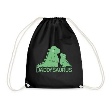 Daddysaurus - Dinosaurier Geschenk zum Vatertag - Turnbeutel - Schwarz - Vorne