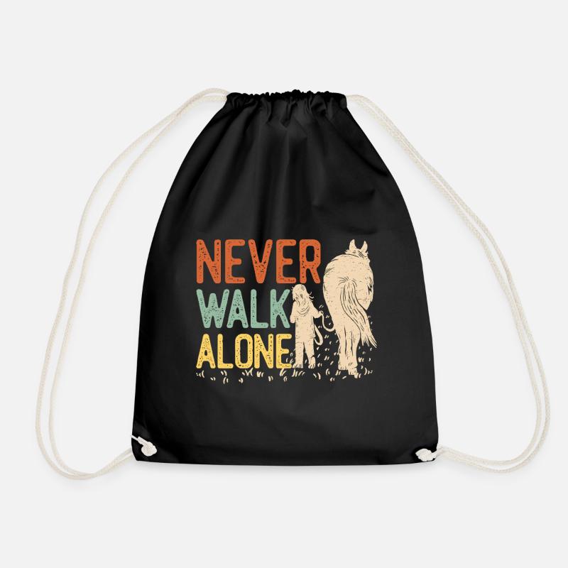 Never walk alone - Pferd - Vintage - Turnbeutel - Schwarz