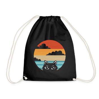 Chat Cat Vintage Retro - Sac de sport léger - noir - Devant