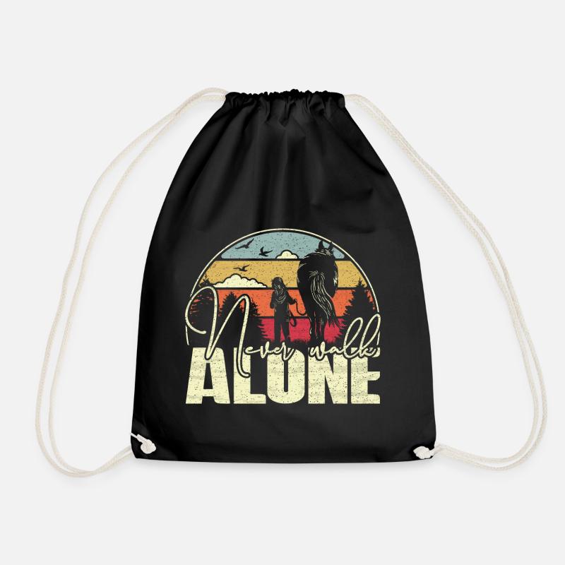 Never walk alone - Pferd im Vintage Stil - Turnbeutel - Schwarz