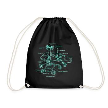 Retro Old School Mars Rover Tech Illustration - Drawstring Bag - black - Front