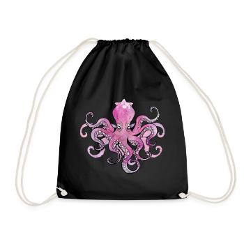 OKTOPUS KRAKEN TINTENFISCH - Turnbeutel - Schwarz - Vorne