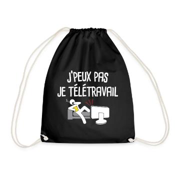 J'peux pas je télétravail - Sac de sport léger - noir - Devant