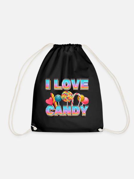 I Love Candy Süßigkeiten Süßigkeit Lolli Lutscher - Turnbeutel - Schwarz