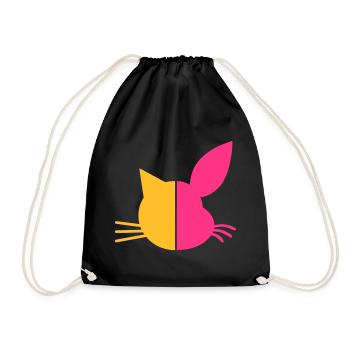 Moitié visage chat, mi-visage lapin - Sac de sport léger - noir - Devant