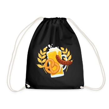 Bier Brezel Wurst - O'Zapft - Turnbeutel - Schwarz - Vorne