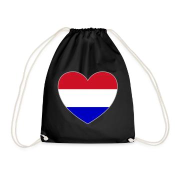 Holland Flagge Herz - Turnbeutel - Schwarz - Vorne