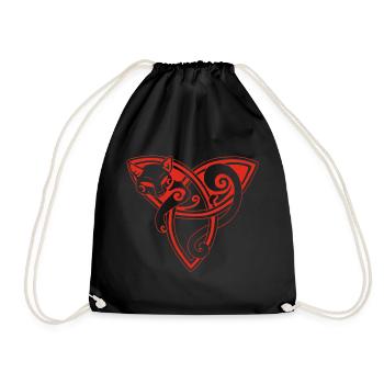 Celtic cat at rest (red) - Drawstring Bag - black - Front