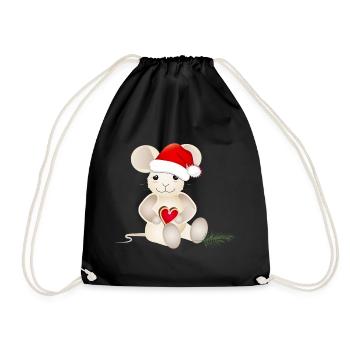 souris sucrée avec un cœur pour Noël - Sac de sport léger - noir - Devant