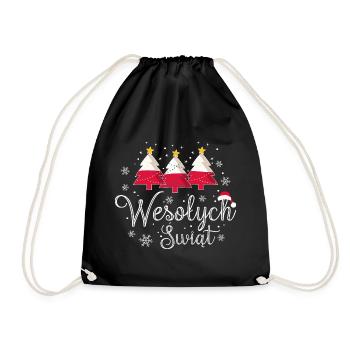 Wesolych Swiat Weihnachtsbäume Polnische Flagge - Turnbeutel - Schwarz - Vorne