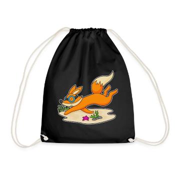 Fuchs Taucher Schwimmbrille Tauchen - Turnbeutel - Schwarz - Vorne