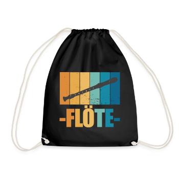 Flöte Vintage Musiker Instrument Geschenk - Turnbeutel - Schwarz - Vorne