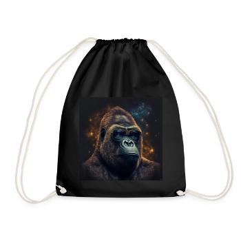 Stardust Gorilla - AI Generated Art - AI Art - Drawstring Bag - black - Front