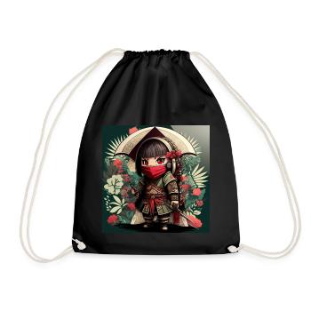 Kawaii Anime Samurai - AI Art - Digital Art - Drawstring Bag - black - Front