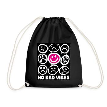 Graffiti souriant Pas de mauvaises vibrations - Sac de sport léger - noir - Devant