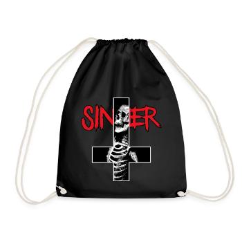 Croix inversée de pécheur avec crâne et squelette - Sac de sport léger - noir - Devant
