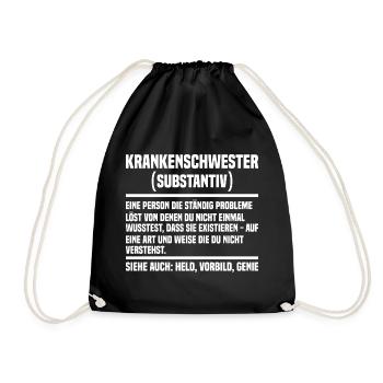 Krankenschwester Krankenpfleger - Turnbeutel - Schwarz - Vorne