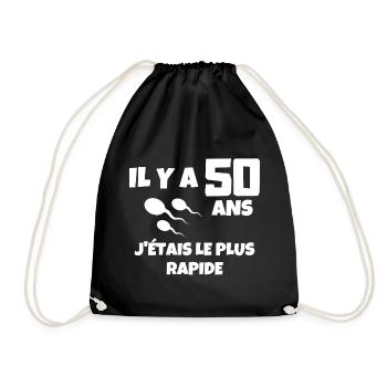 anniversaire, anniversaire 50 ans, 50 ans - Sac de sport léger - noir - Devant