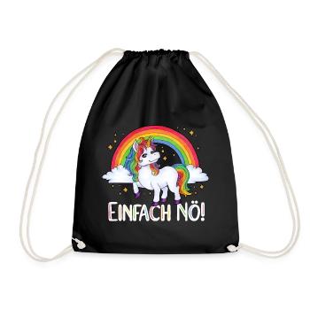 Einfach Nö! Lustiges Einhorn Regenbogen Geschenk - Turnbeutel - Schwarz - Vorne