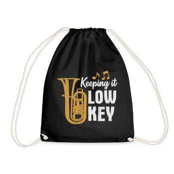 Tuba Player Keeping It Low Key - Drawstring Bag - black - Front