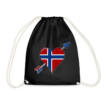Drapeau de la Norvège coeur amoureux - Sac de sport léger - noir - Devant
