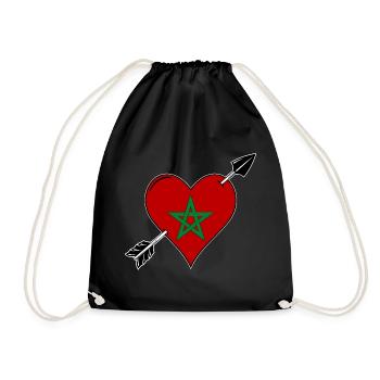 Le drapeau marocain coeur amoureux - Sac de sport léger - noir - Devant