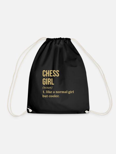 Chess Girl Funny Quote - Drawstring Bag - black
