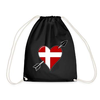 Danemark drapeau coeur amoureux - Sac de sport léger - noir - Devant