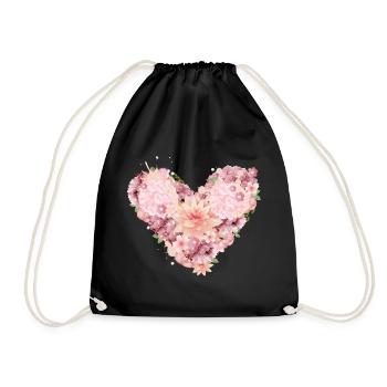 belle composition de coeur de fleurs roses - Sac de sport léger - noir - Devant