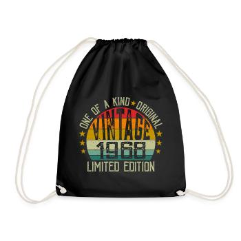 Jahrgang Jahrgang 1968 Retro Geburtstagsgeschenk 1968 - Turnbeutel - Schwarz - Vorne