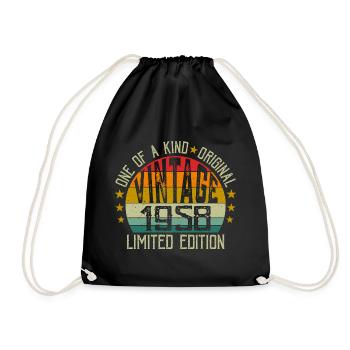 Vintage Né en 1958 Rétro Cadeau Anniversaire 1958 - Sac de sport léger - noir - Devant