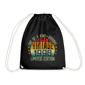 Jahrgang Jahrgang 1998 Retro Geburtstagsgeschenk 1998 - Turnbeutel - Schwarz - Vorne