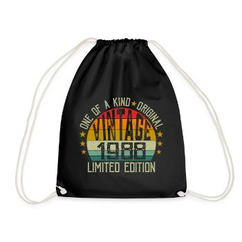Jahrgang Jahrgang 1988 Retro Geburtstagsgeschenk 1988 - Turnbeutel - Schwarz - Vorne