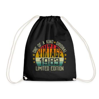 Jahrgang Jahrgang 1983 Retro Geburtstagsgeschenk 1983 - Turnbeutel - Schwarz - Vorne