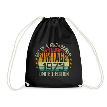 Jahrgang Geboren 1973 Retro Geburtstagsgeschenk 1973 - Turnbeutel - Schwarz - Vorne