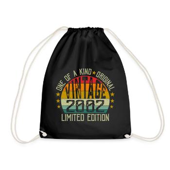 Jahrgang Jahrgang 2002 Retro Geburtstagsgeschenk 2002 - Turnbeutel - Schwarz - Vorne