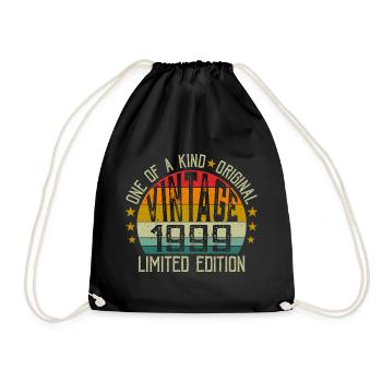 Jahrgang Jahrgang 1999 Retro Jubiläumsgeschenk 1999 - Turnbeutel - Schwarz - Vorne