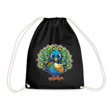 Cute Peacock III - Drawstring Bag - black - Front