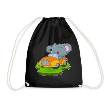 Elefant Auto - Turnbeutel - Schwarz - Vorne