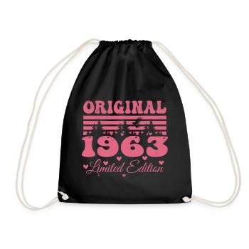 61. Geburtstagsgeschenk 1963 Frau | Geboren 1963 - Turnbeutel - Schwarz - Vorne